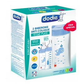 COFFRET (2 biberons Sensation+Anti-Colique 270ml BLEU MER 0-6 mois tétine plate débit 2) - Dodie | Achetez sur Everykid.com COFFRET (2 biberons Sensation+Anti-Colique 270ml BLEU MER 0-6 mois tétine plate débit 2) - Dodie | Achetez sur Everykid.com