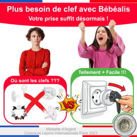 Cache Prise Bébé Français Amovible [Pack x20]  - BEBEALIS | Achetez sur Everykid.com