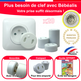 Cache Prise Bébé Français Amovible [Pack x20]  - BEBEALIS | Achetez sur Everykid.com