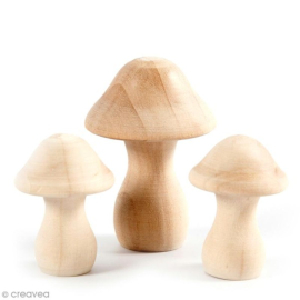 Petites figurines en bois à décorer champignons - 4,5 et 6,5cm 3 pcs - Creavea Petites figurines en bois à décorer champignons - 4,5 et 6,5cm 3 pcs - Creavea