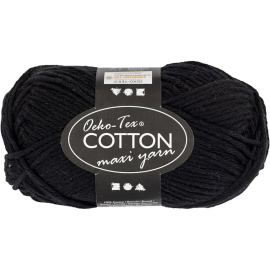 Pelote de fil de coton noir 50 g/1 boule 170m - Creavea Pelote de fil de coton noir 50 g/1 boule 170m - Creavea