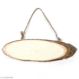 Panneau rondelle de bois à décorer - 25x7cm - Creavea Panneau rondelle de bois à décorer - 25x7cm - Creavea