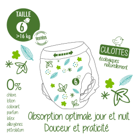 Couches culottes bébé écologiques taille 6 (6-16kg) carton de 72 | Achetez sur Everykid.com