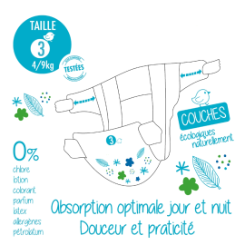 Couches bébé écologiques taille 3 (4-9kg) sachet de 66 couches | Achetez sur Everykid.com Couches bébé écologiques taille 3 (4-9kg) sachet de 66 couches | Achetez sur Everykid.com