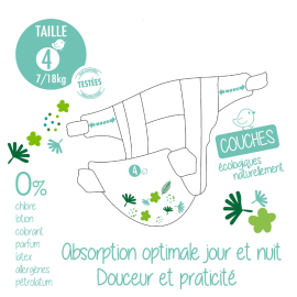 Couches bébé écologiques taille 4 (7-18kg) sachet de 60 couches | Achetez sur Everykid.com