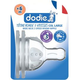 DODIE Tétine Initiation+ ronde 3 vitesses col large +6 mois silicone débit 3 - lot de 2 | Achetez sur Everykid.com