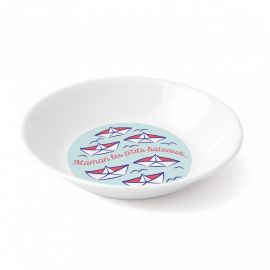 Assiette creuse mélamine blanche décor Maman Les P'tits Bateaux - Plastorex | Achetez sur Everykid.com Assiette creuse mélamine blanche décor Maman Les P'tits Bateaux - Plastorex | Achetez sur Everykid.com