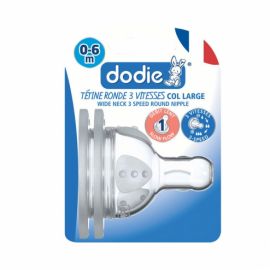 Tétine Initiation Ronde 3 Vitesses Anti-Colique Col Large 0-6 Mois Silicone Débit 1 - Dodie | Achetez sur Everykid.com