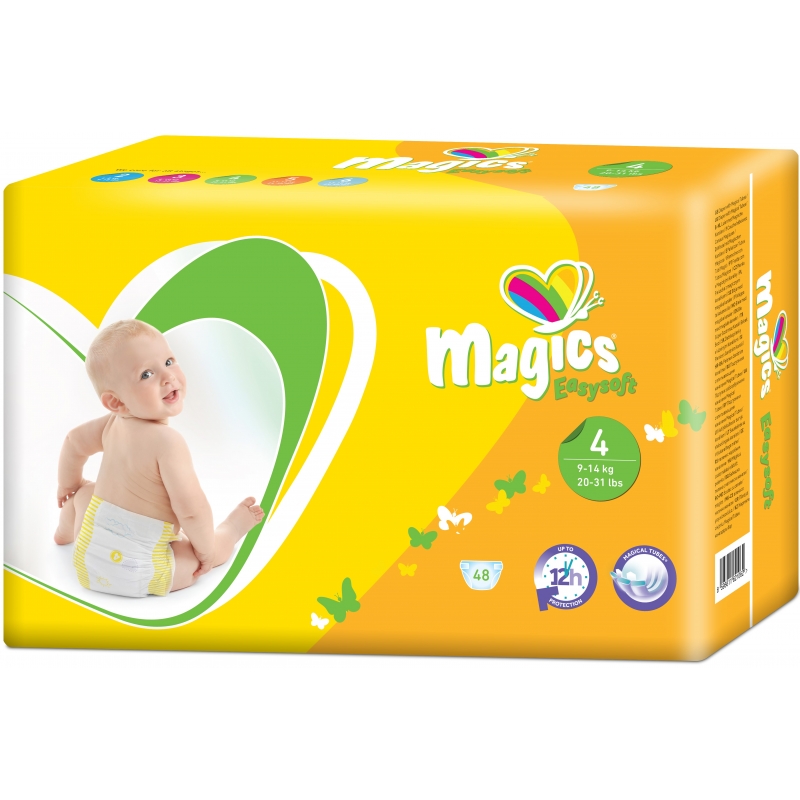 Couches bébé T4 (9-14kg) - carton de 288pcs - Magics