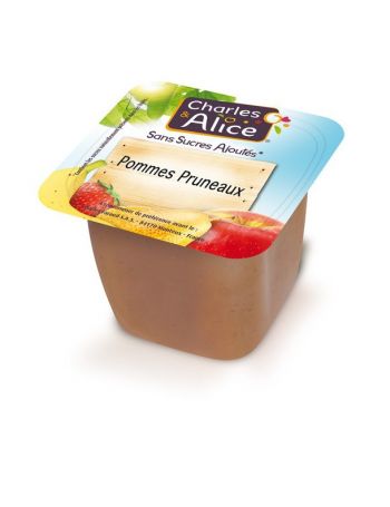 Charles & Alice - Pommes Pruneaux Sans sucres ajoutés 120 coupelles de 100g