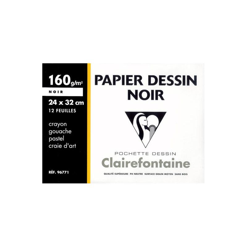 Pochette papier à dessin blanc à grain Clairefontaine - 24 x 32 cm