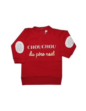 Tee-shirt mixte “Chouchou du Père Noël” rouge & or - 3 mois