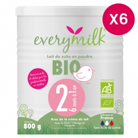 Lait infantile Bio everymilk 2 de 6 mois à 1 an - lot de 6 boîtes